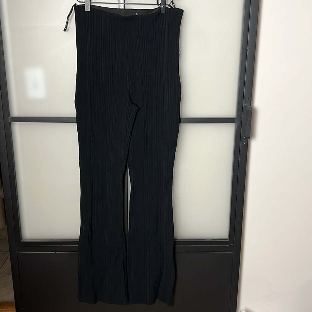 NWT HERVE LEGER Variegated Ribbed Pants in Black Size Large